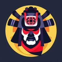 ai gerado samurai ícone avatar jogador grampo arte adesivo decoração simples fundo foto