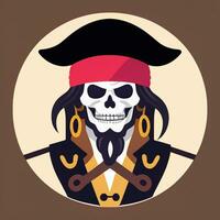 ai gerado pirata ícone avatar jogador grampo arte adesivo decoração simples fundo foto