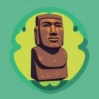 ai gerado moai estátua pedra cabeça avatar jogador grampo arte adesivo decoração simples fundo cultural foto