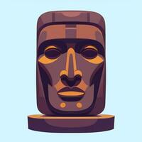 ai gerado moai estátua pedra cabeça avatar jogador grampo arte adesivo decoração simples fundo cultural foto