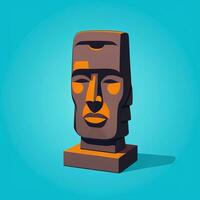 ai gerado moai estátua pedra cabeça avatar jogador grampo arte adesivo decoração simples fundo cultural foto