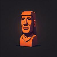 ai gerado moai estátua pedra cabeça avatar jogador grampo arte adesivo decoração simples fundo cultural foto