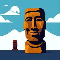 ai gerado moai estátua pedra cabeça avatar jogador grampo arte adesivo decoração simples fundo cultural foto