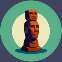 ai gerado moai estátua pedra cabeça avatar jogador grampo arte adesivo decoração simples fundo cultural foto