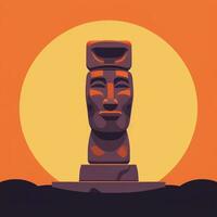 ai gerado moai estátua pedra cabeça avatar jogador grampo arte adesivo decoração simples fundo cultural foto