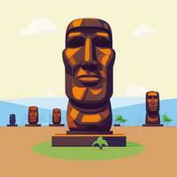 ai gerado moai estátua pedra cabeça avatar jogador grampo arte adesivo decoração simples fundo cultural foto