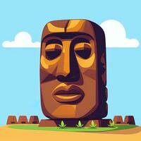 ai gerado moai estátua pedra cabeça avatar jogador grampo arte adesivo decoração simples fundo cultural foto