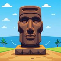 ai gerado moai estátua pedra cabeça avatar jogador grampo arte adesivo decoração simples fundo cultural foto