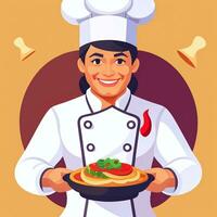 ai gerado chefe de cozinha cozinhar avatar ícone grampo arte adesivo decoração simples fundo foto