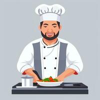 ai gerado chefe de cozinha cozinhar avatar ícone grampo arte adesivo decoração simples fundo foto