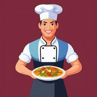 ai gerado chefe de cozinha cozinhar avatar ícone grampo arte adesivo decoração simples fundo foto