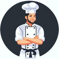 ai gerado chefe de cozinha cozinhar avatar ícone grampo arte adesivo decoração simples fundo foto