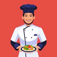 ai gerado chefe de cozinha cozinhar avatar ícone grampo arte adesivo decoração simples fundo foto