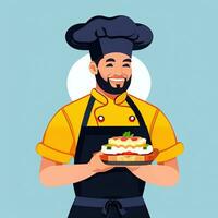 ai gerado chefe de cozinha cozinhar avatar ícone grampo arte adesivo decoração simples fundo foto