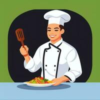 ai gerado chefe de cozinha cozinhar avatar ícone grampo arte adesivo decoração simples fundo foto