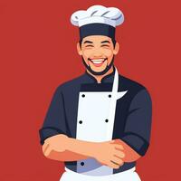 ai gerado chefe de cozinha cozinhar avatar ícone grampo arte adesivo decoração simples fundo foto