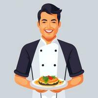 ai gerado chefe de cozinha cozinhar avatar ícone grampo arte adesivo decoração simples fundo foto