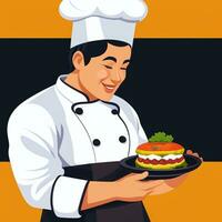 ai gerado chefe de cozinha cozinhar avatar ícone grampo arte adesivo decoração simples fundo foto