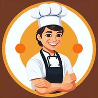 ai gerado chefe de cozinha cozinhar avatar ícone grampo arte adesivo decoração simples fundo foto