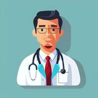 ai gerado médico médico avatar ícone grampo arte adesivo decoração simples fundo foto