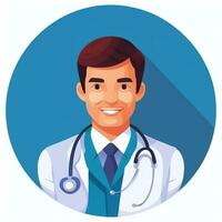 ai gerado médico médico avatar ícone grampo arte adesivo decoração simples fundo foto