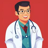 ai gerado médico médico avatar ícone grampo arte adesivo decoração simples fundo foto