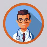 ai gerado médico médico avatar ícone grampo arte adesivo decoração simples fundo foto