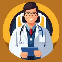 ai gerado médico médico avatar ícone grampo arte adesivo decoração simples fundo foto