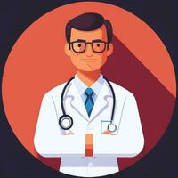 ai gerado médico médico avatar ícone grampo arte adesivo decoração simples fundo foto