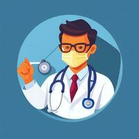 ai gerado médico médico avatar ícone grampo arte adesivo decoração simples fundo foto