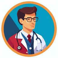 ai gerado médico médico avatar ícone grampo arte adesivo decoração simples fundo foto