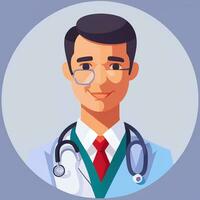 ai gerado médico médico avatar ícone grampo arte adesivo decoração simples fundo foto