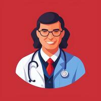 ai gerado médico médico avatar ícone grampo arte adesivo decoração simples fundo foto