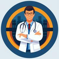 ai gerado médico médico avatar ícone grampo arte adesivo decoração simples fundo foto