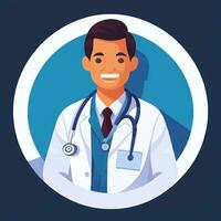 ai gerado médico médico avatar ícone grampo arte adesivo decoração simples fundo foto