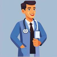 ai gerado médico médico avatar ícone grampo arte adesivo decoração simples fundo foto