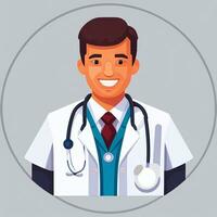 ai gerado médico médico avatar ícone grampo arte adesivo decoração simples fundo foto