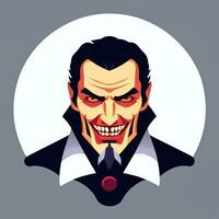 ai gerado Drácula vampiro avatar jogador ícone grampo arte adesivo decoração simples fundo foto