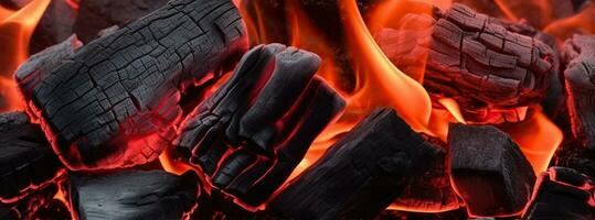 abstrato composição do queimando carvão a partir de uma fogosa chama. generativo ai foto