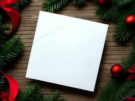 em branco papel cartão com Natal decoração objetos por aí - gerado imagem foto