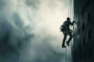 industrial alpinista arranha-céu. gerar ai foto