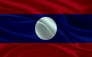 3d acenando realista seda nacional bandeira do Laos. feliz nacional dia Laos bandeira fundo. fechar acima foto