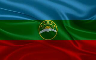 3d acenando realista seda nacional bandeira do karachay Cherkessia. feliz nacional dia karachay Cherkessia bandeira fundo. fechar acima foto