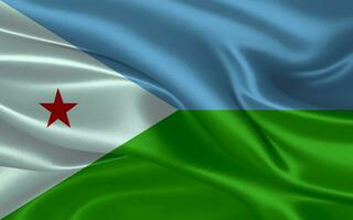 3d acenando realista seda nacional bandeira do djibuti. feliz nacional dia djibouti bandeira fundo. fechar acima foto