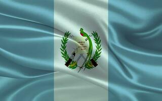 3d acenando realista seda nacional bandeira do Guatemala. feliz nacional dia Guatemala bandeira fundo. fechar acima foto