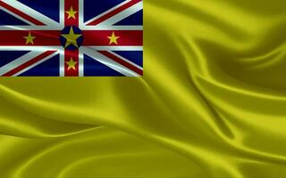 3d acenando realista seda nacional bandeira do niue. feliz nacional dia niue bandeira fundo. fechar acima foto