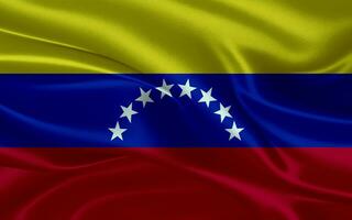 3d acenando realista seda nacional bandeira do Venezuela. feliz nacional dia Venezuela bandeira fundo. fechar acima foto