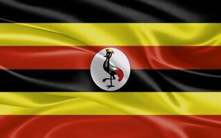 3d acenando realista seda nacional bandeira do Uganda. feliz nacional dia Uganda bandeira fundo. fechar acima foto