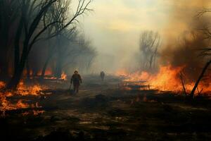 incêndios floresta fogo envolve madeiras fogo spreads descontroladamente ai gerado foto