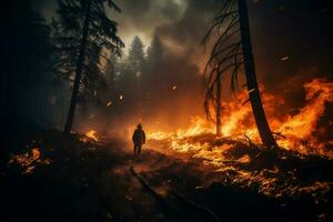 incêndios floresta fogo envolve madeiras fogo spreads descontroladamente ai gerado foto